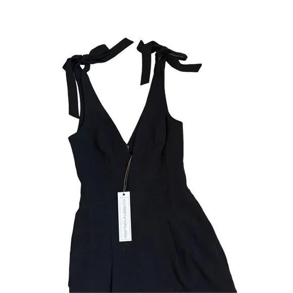 Dress The Population Maria Tie Shoulder Jumpsuit Women’s Black Size XS